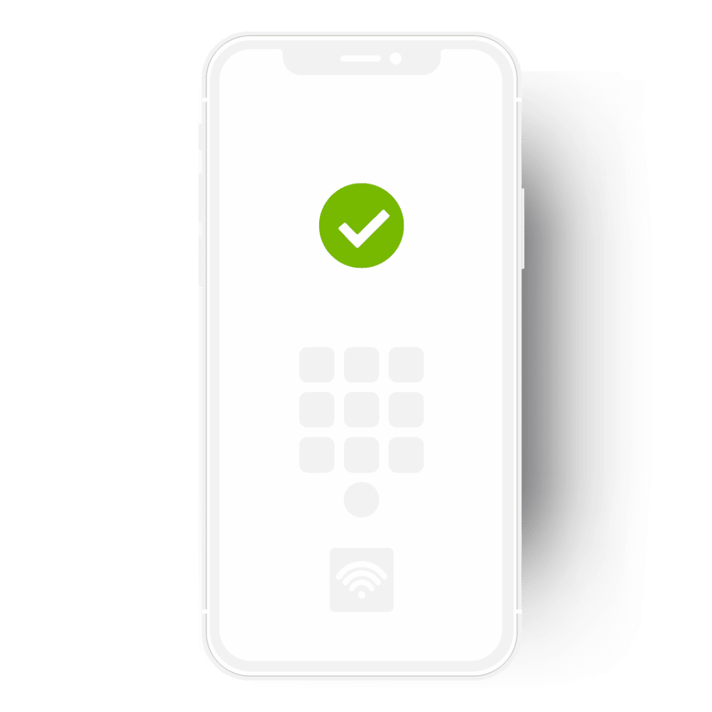 An outline of a device with a green tick to show connectivity